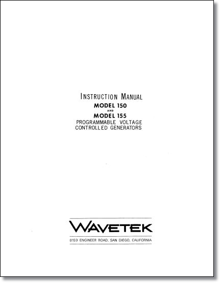 Wavetek 150 & 155 Programmable VC Generator Operator's Manual - Click Image to Close